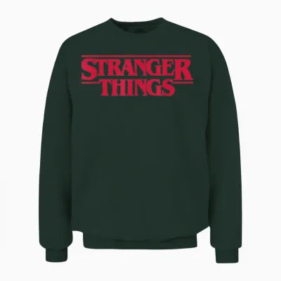Stranger Things Main Logo T-Shirt, Black, S Unisex Sweatshirt - Forest