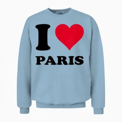 J'aime Paris T-Shirt, White, S Unisex Sweatshirt - Light Blue