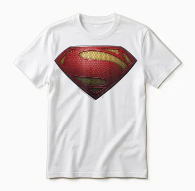 Superman Man of Steel Shield T-Shirt, Black Unisex T-Shirt - White