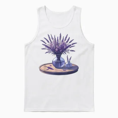 Lavender Flower T-Shirt, White, S Unisex Tank Top - White