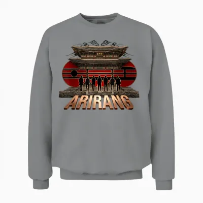 Retro Arirang Korean Hangul Basic Quote Unisex Sweatshirt - Sport Grey