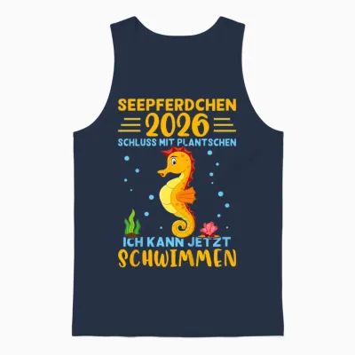 Seahorse 2026 Early Swimmer Badge Unisex Tank Top - Navy