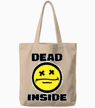 Dead Inside Retro Tote Bags - Natural