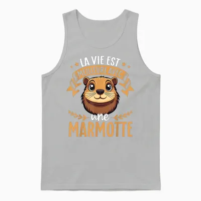 Je M'en Fous Je Suis Une Marmot - Sweet Marmot T-Shirt, Black, S Unisex Tank Top - Ash