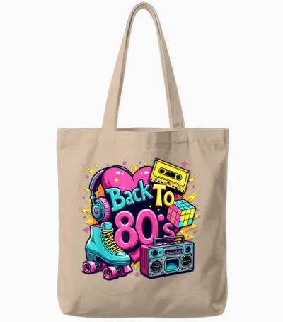 Back to the 80s Retro 80s Vintage Party Outfit for Men and Women T-Shirt, Black, S Tote Bags - Natural