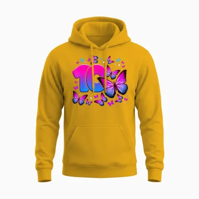 Birthday Girl 10 Years Old Butterfly Number 10 Unisex Hoodie - Gold