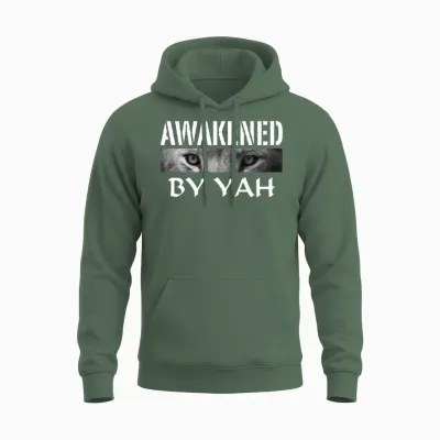Lion Eyes Awakened by Yah Apparel Hebrew Israelite Unisex Hoodie - Military Green