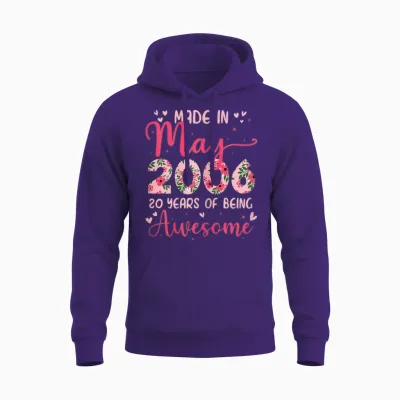 Mai 2006 Cool Cadeau Anniversaire 20 Ans Pour Filles Unisex Hoodie - Purple