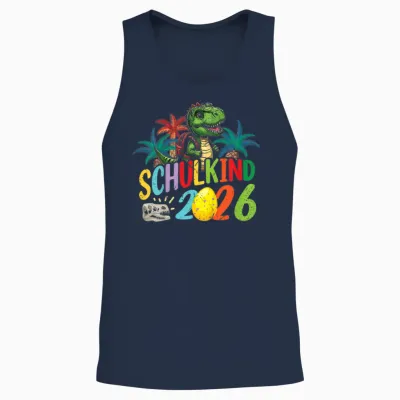 Kinder Schulkind 2026 Dino T-Rex Cool Einschulung Erste Klasse Unisex Tank Top - Navy