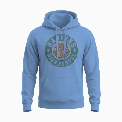 Stranger Things 4 Hawkins High School Tiger Circle Unisex Hoodie - Carolina Blue