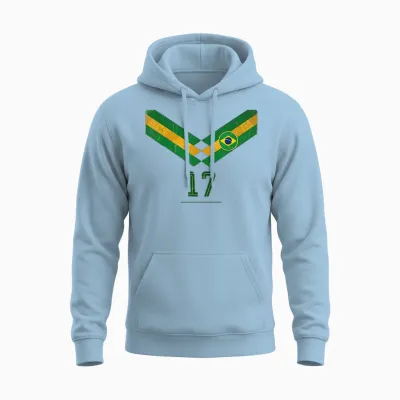 Brésil Cadeau Drapeau Brésil Fan Vintage Samba Brasil Unisex Hoodie - Light Blue