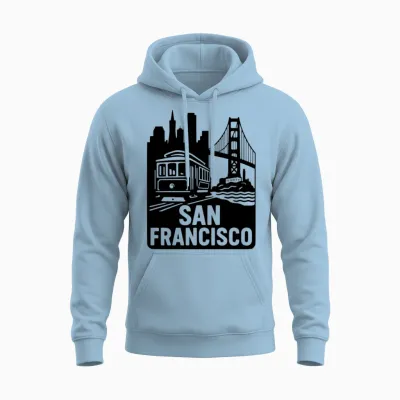 San Francisco California Gate City Cable Car Unisex Hoodie - Light Blue