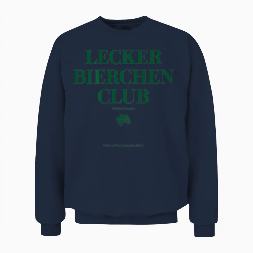 Lecker Bierchen Club Hopfen Malz Zusammenhalt Bier Backprint Unisex Sweatshirt in Navy