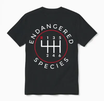 Endangered Species Manual Gearbox Stick Shift 6 Speed Unisex T-Shirt - Black