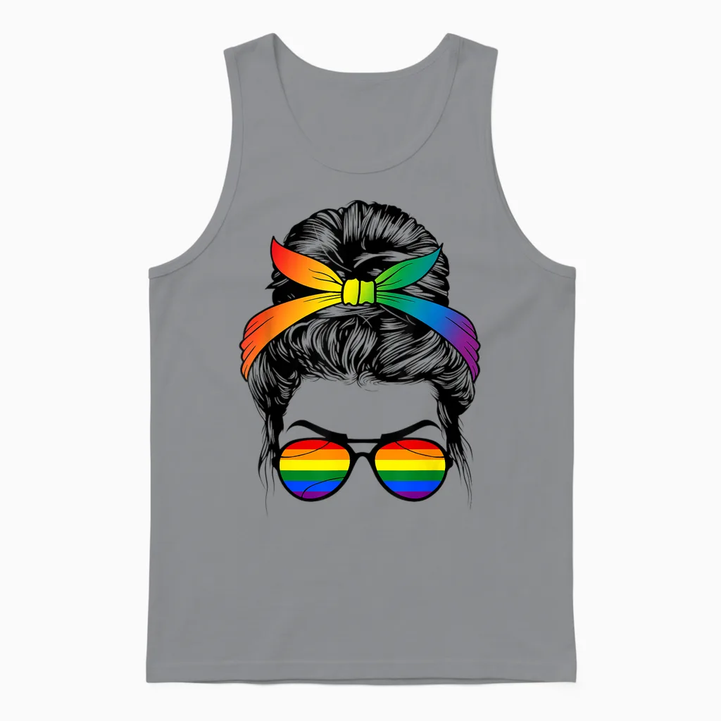 Rainbow Bun Gay Homo Outfit Lgbt Gay Homosexuality T-Shirt, White Unisex Tank Top in Sport Grey