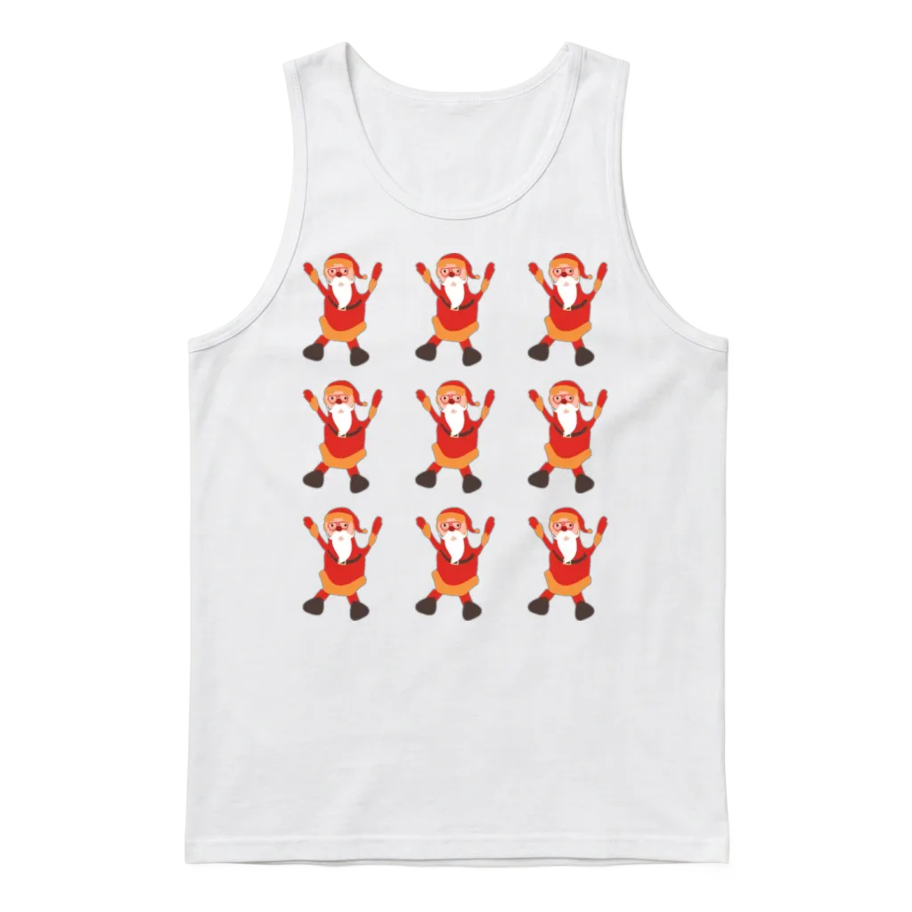 Retro Santa Dancing Christmas Unisex Tank Top - White