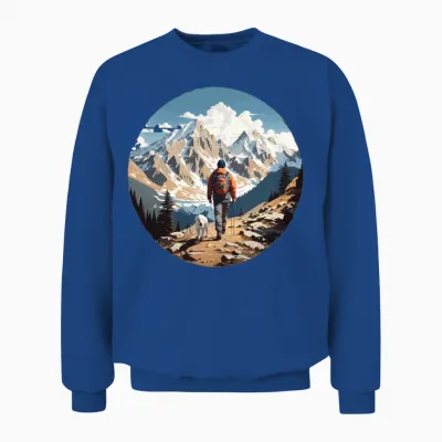 Man Hiking with Dog Unisex Sweatshirt - Royal