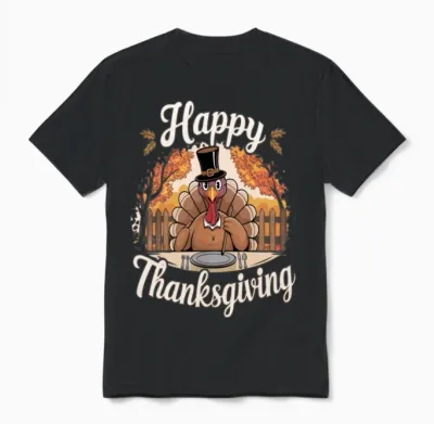 Happy Thanksgiving Unisex T-Shirt - Black