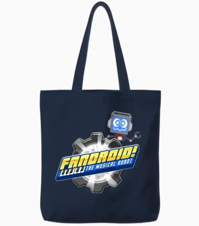 Fandroid Logo with Waving Fandroid Tote Bags - Navy