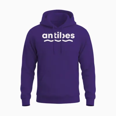 Antibes France White Retro Unisex Hoodie - Purple