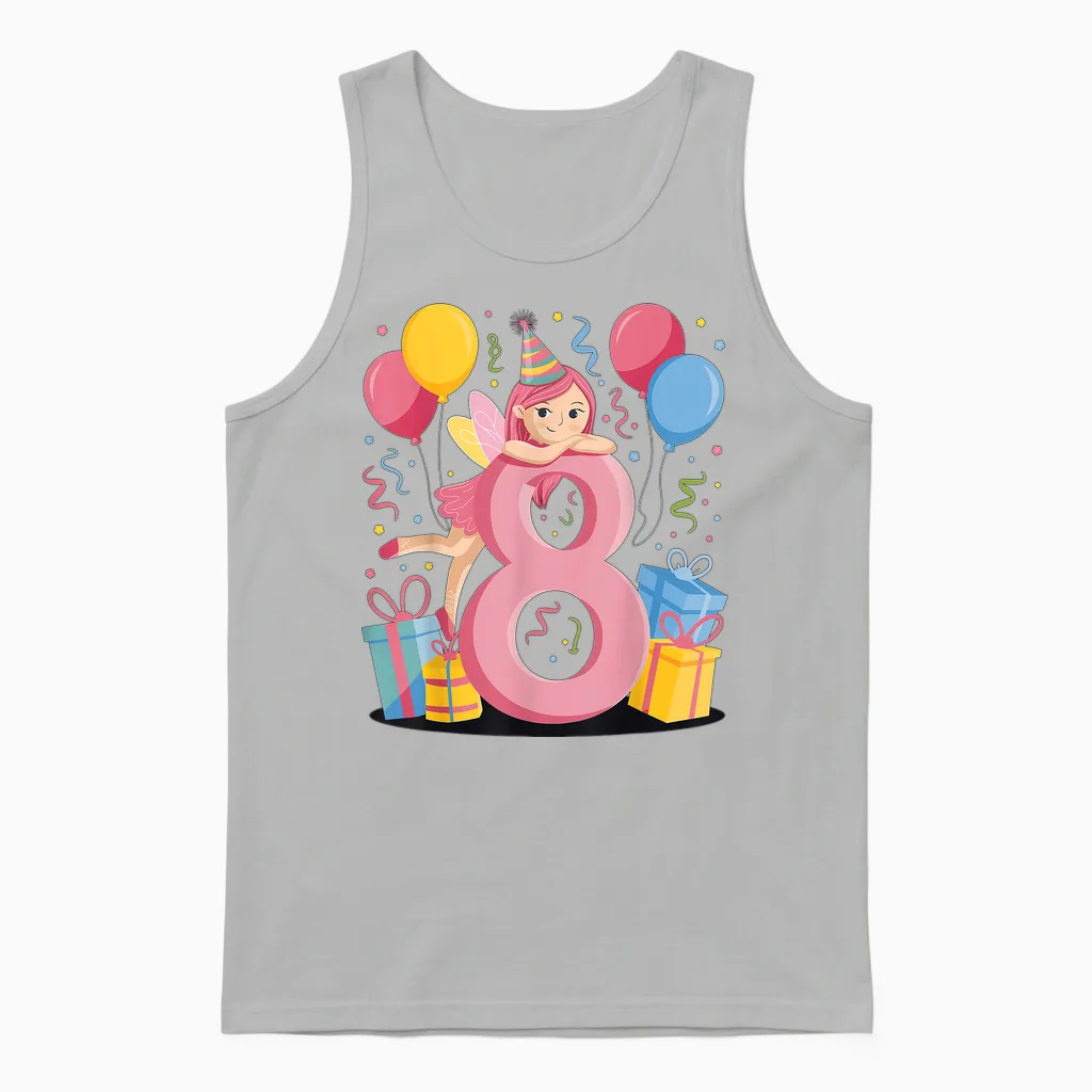 Fée 8e Anniversaire Garçon Fille 8 Ans Huitième Huit Fée Unisex Tank Top in Ash