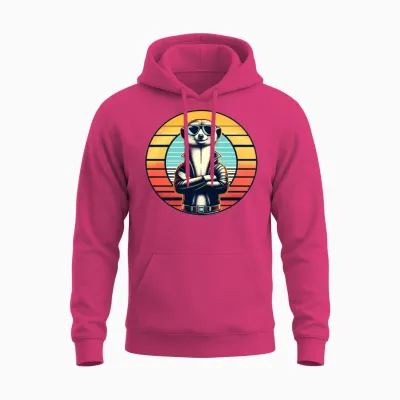 Retro Meerkat Unisex Hoodie - Heliconia