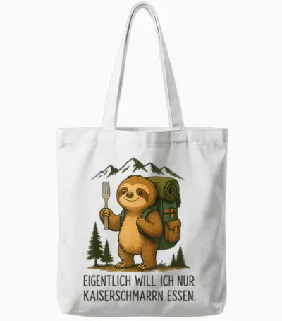 Süßes Faultier Kaiserschmarrn Lustiges Bergsteiger Wander Tote Bags - White