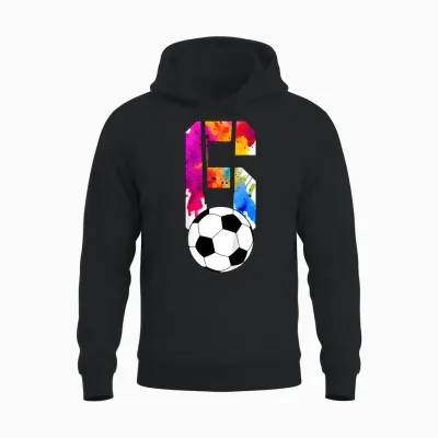 Kinder Nummer 6 Jahre Fußball 6. Geburtstag Unisex Hoodie - Black