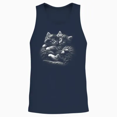 Myanimal - Your Favourite Animal Wear: Süße Umarmende Kätzchen Im Photorealistischen Zeichenstil T-Shirt Für Katzenliebhaber, Alle Altersgruppen - Unisex Erwachsene - Schwarz - S Unisex Tank Top - Navy