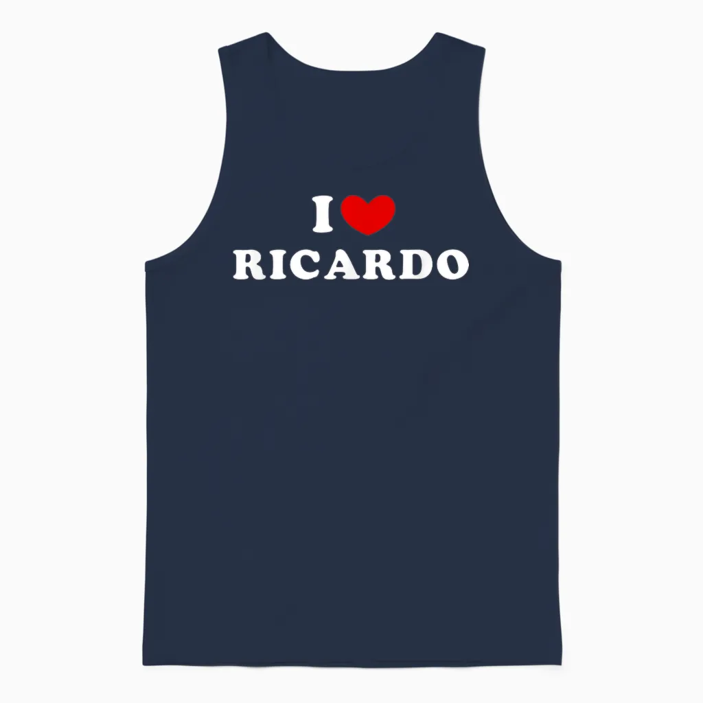 I Love Ricardo, J'aime Ricardo T-Shirt, Black, S Unisex Tank Top in Navy