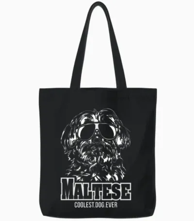 Maltese Dog Coolest Dog Ever Dog Mom Tote Bags - Black
