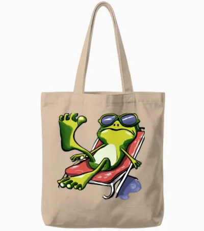 Cool Frog with Sunglasses Chillin Tote Bags - Natural
