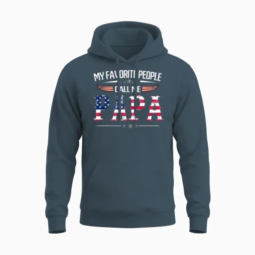 My Favorite People Call Me Papa Father's Day Usa Flag Daddy Unisex Hoodie - Dark Heather