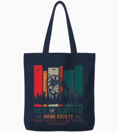 Out of Breath Hiking Society Tote Bags - Navy