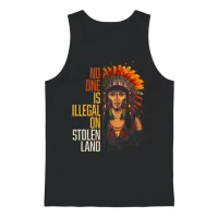 No One Is Illegal on Stolen Land Native American Unisex Tank Top - Black – 1