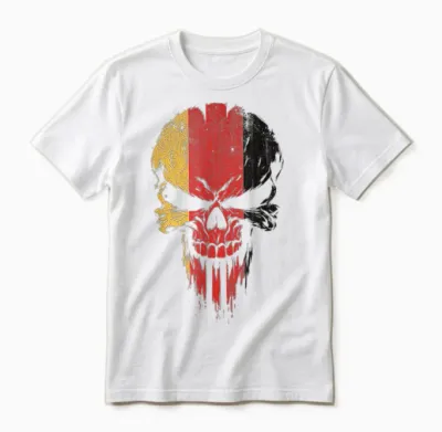 German Flag Skull Unisex T-Shirt - White