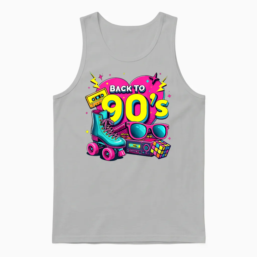 Retro Back to '90s 1990s Cool Outfits Costume Party 90s Unisex Tank Top in Ash