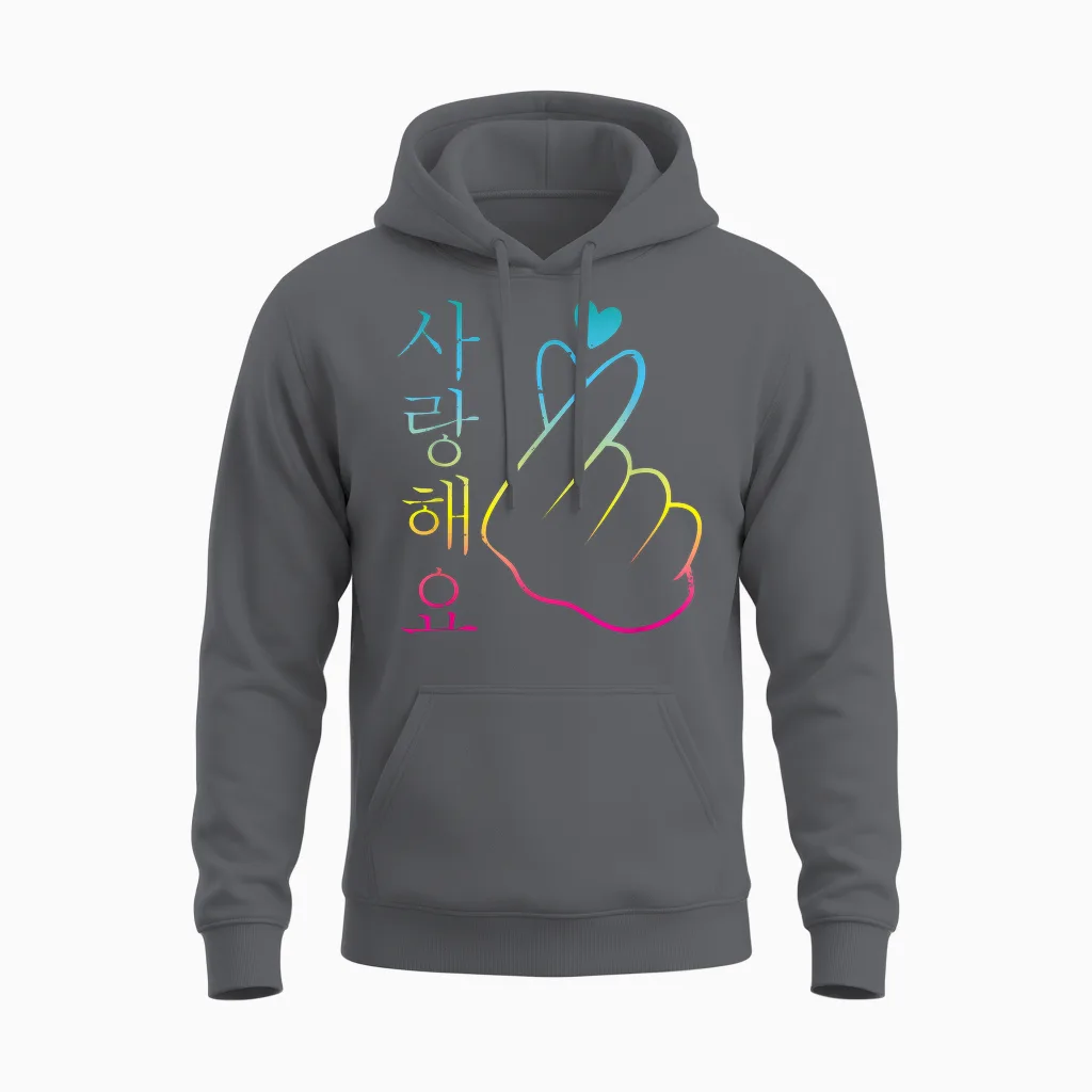 I Love You Saranghae 1 | K-Pop Unisex Hoodie in Charcoal