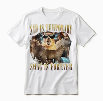 Traurig Ist Temporär Swag Is Forever Capybaras Vintage 90er Unisex T-Shirt - White