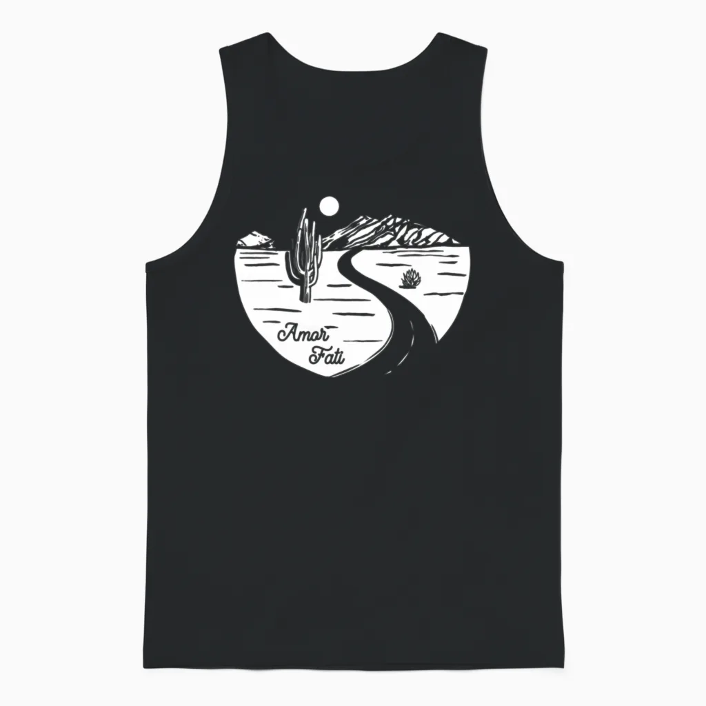 Stoic Quote Amor Fati Desert Night Sky Unisex Tank Top - Black
