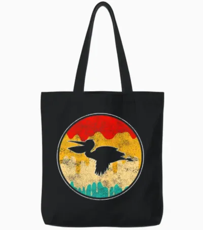 Pelican Retro Tote Bags - Black