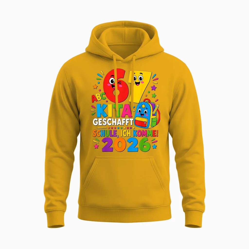 67 Kita Geschafft 2026 Kita Abgänger Kinder Unisex Hoodie in Gold