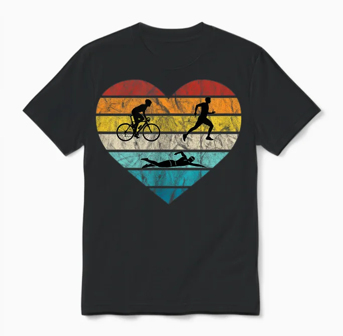 Ich Liebe Triathlon Schwimmen Radfahren Laufen Triathlet Unisex T-Shirt in Black