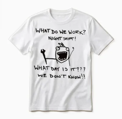 Funny Night Shift Worker Unisex T-Shirt - White