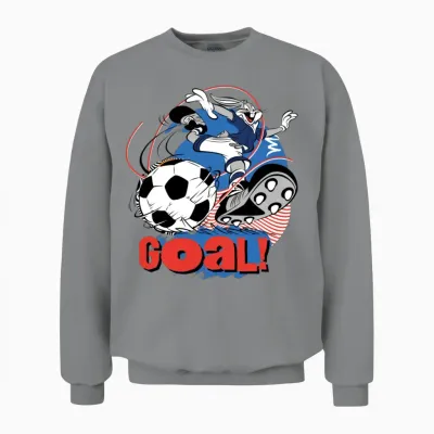 Looney Tunes Bugs Bunny Soccer Design Goal! Unisex Sweatshirt - Sport Grey