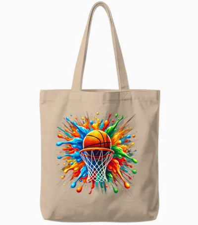 Basketball, Basketball Graphic | Boys, Girls, Tie Dye Splash T-Shirt, Black, S Tote Bags - Natural