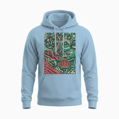 60s Retro Style Unisex Hoodie - Light Blue