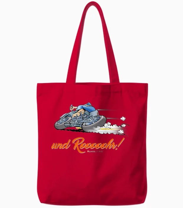 Werner and Rooooohr! T-Shirt, Black Tote Bags in Red