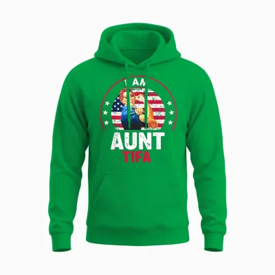 Vintage I Am Aunt Tifa Woman's Girl Aunt Tifa America Unisex Hoodie - Irish Green
