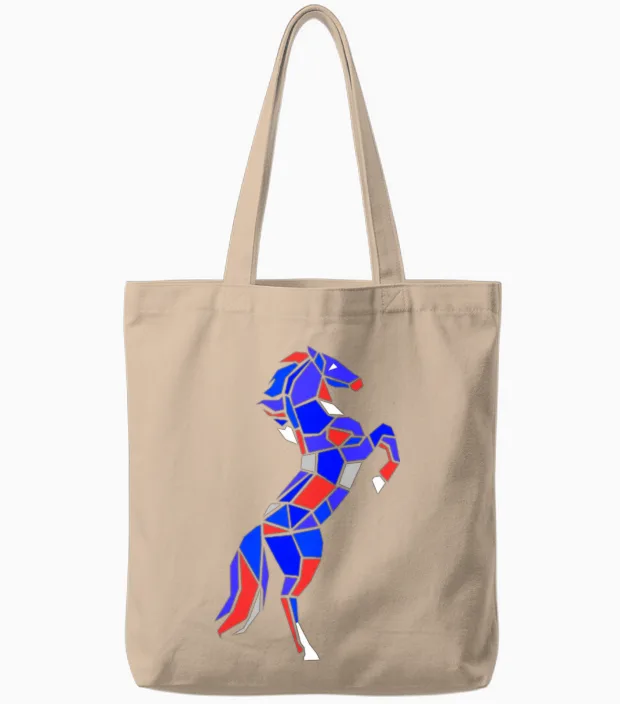 Prismatic Mosaic Horse Lovers Tote Bags in Natural